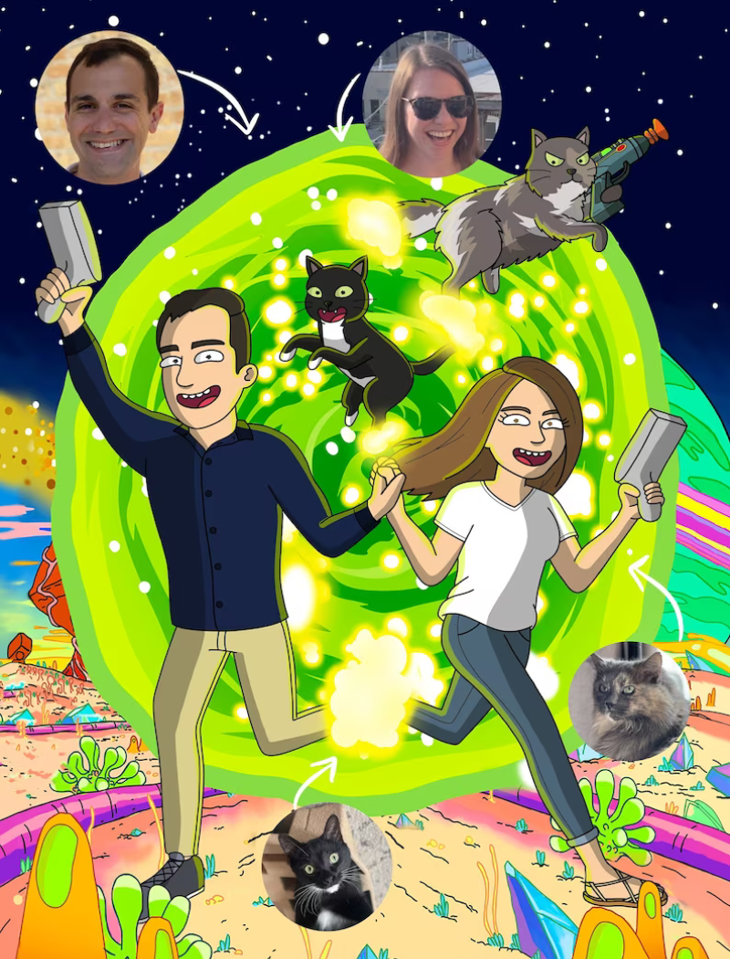 Custom Rick n Morty Portrait, Couple Portrait Gift
