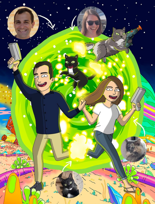 Custom Rick n Morty Portrait, Couple Portrait Gift Hover Image