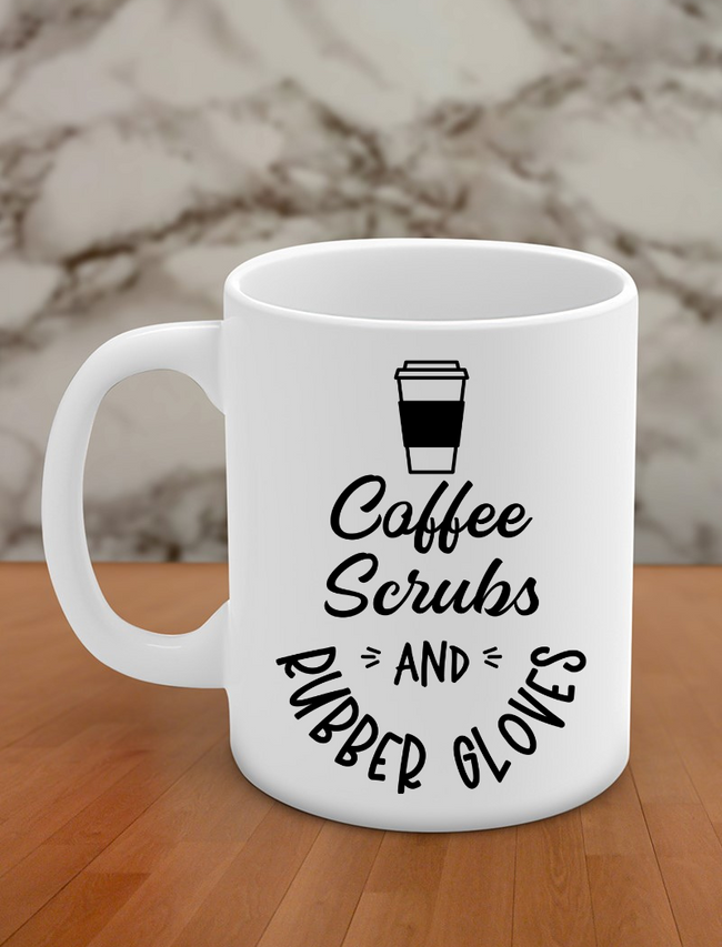 Coffee scrubs and rubber gloves Hover Image