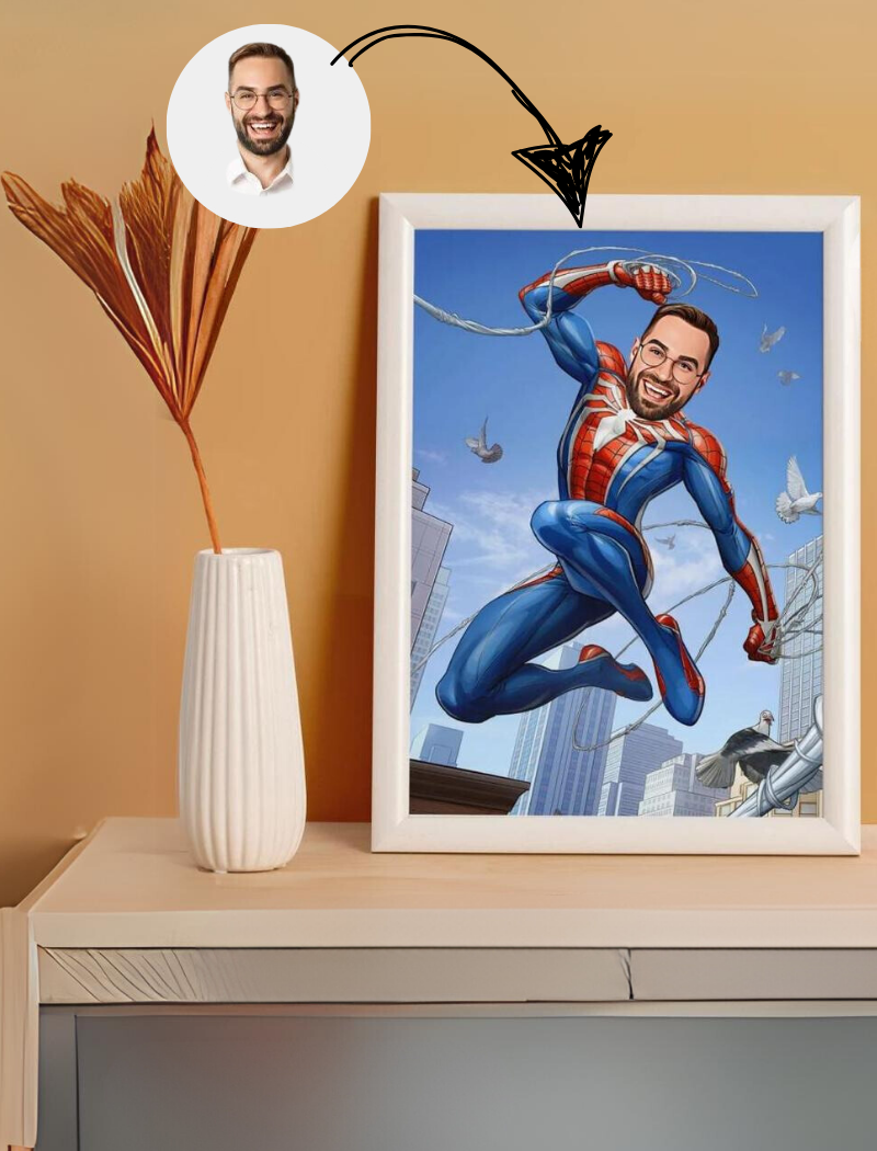 Custom Superhero Cartoon Portrait, Superhero Portrait, Dad's Gift, Super Dad Caricature, Superhero Caricature, Caricature from Photo