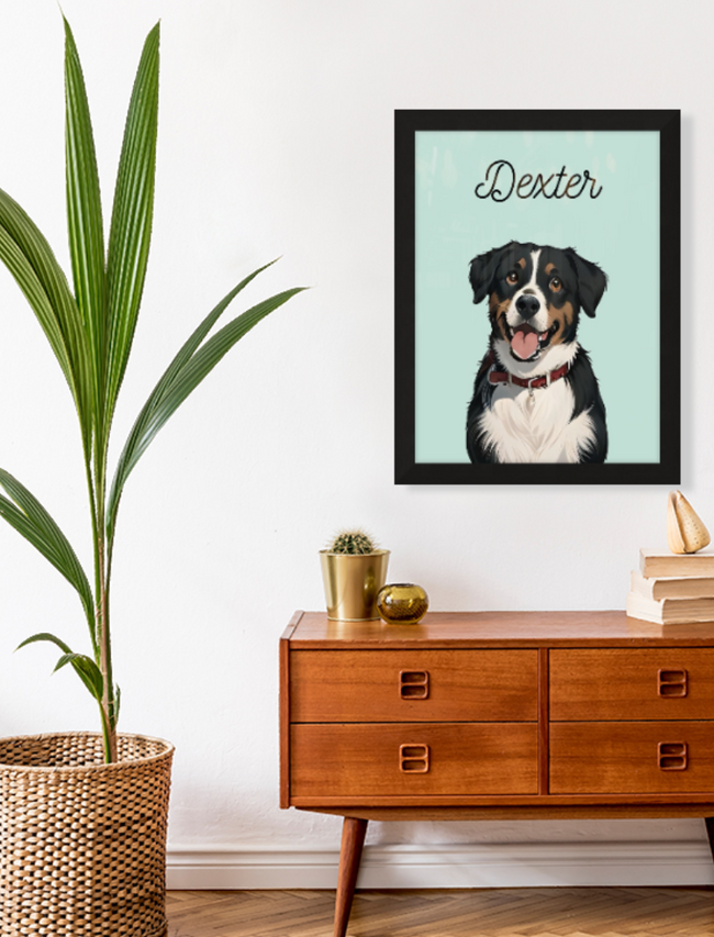 Pet Portrait Custom and Personalized. Pet Dog Wall Art DIGITAL DOWNLOAD to Print on Poster or Canvas for gift. Hover Image