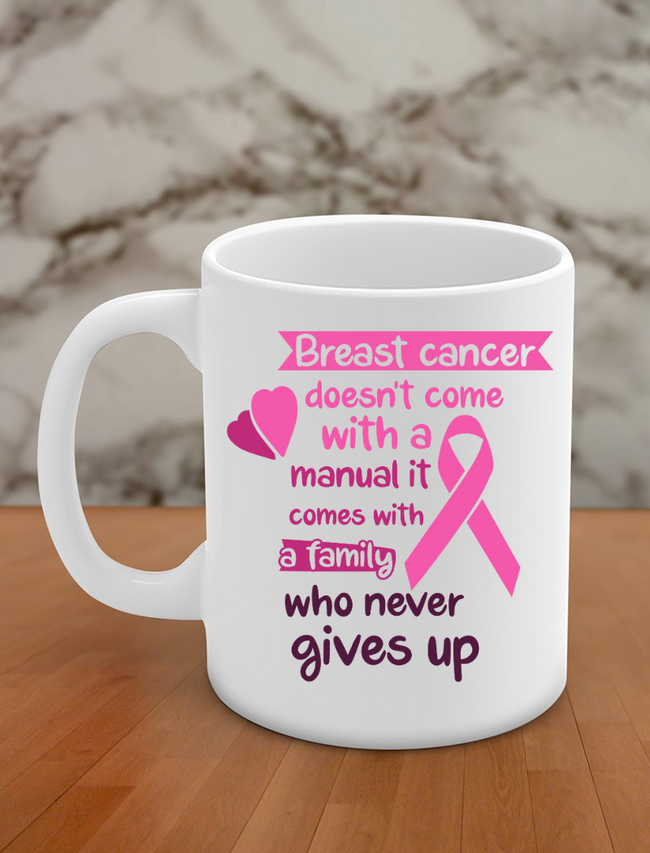 Breast cancer doesn't come with a manual it comes with a family who never gives up Hover Image