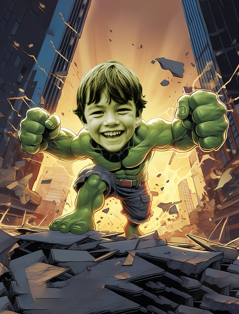 Custom Superhero Kids Cartoon Portrait