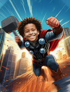 Custom Superhero Kids Cartoon Portrait