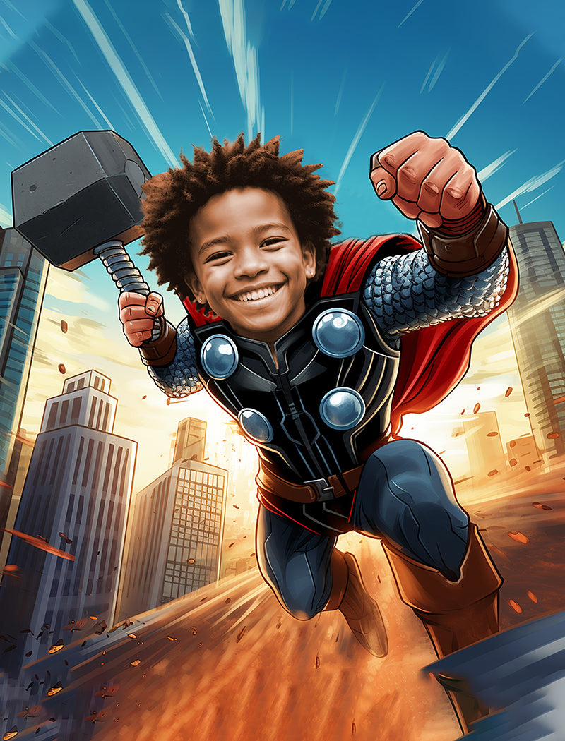 Custom Superhero Kids Cartoon Portrait