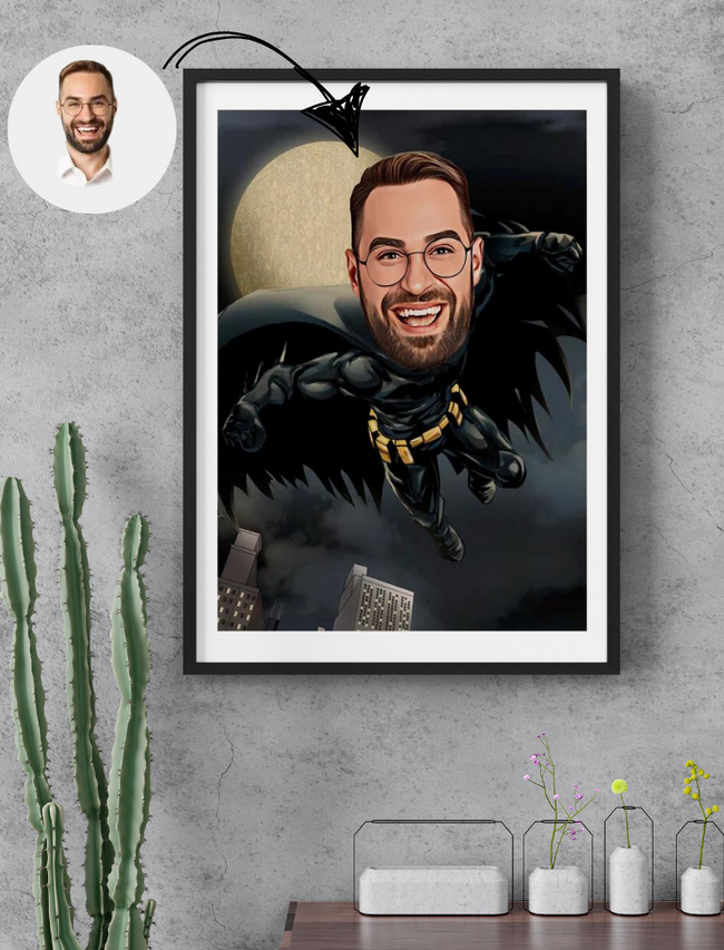 Custom Superhero Cartoon Portrait, Superhero Portrait, Dad's Gift, Super Dad Caricature, Superhero Caricature, Caricature from Photo Hover Image