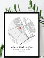 Where We Met Map /Where it all began /Couple Map/ Gift for her/ Gift for him/Personalized Map/ Custom Map/Anniversary Gift