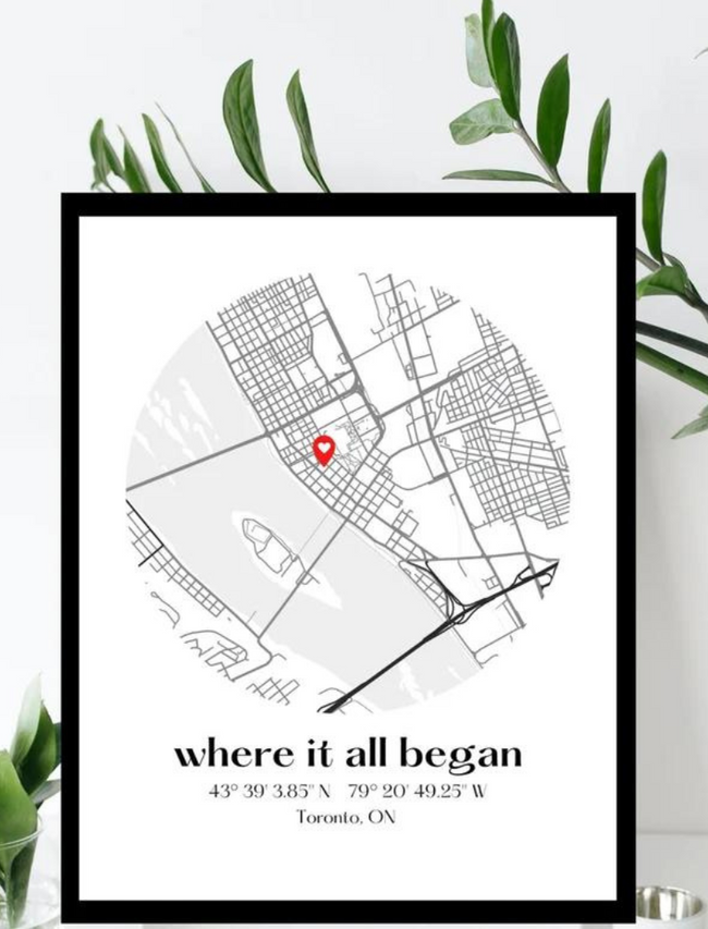 Where We Met Map /Where it all began /Couple Map/ Gift for her/ Gift for him/Personalized Map/ Custom Map/Anniversary Gift Hover Image