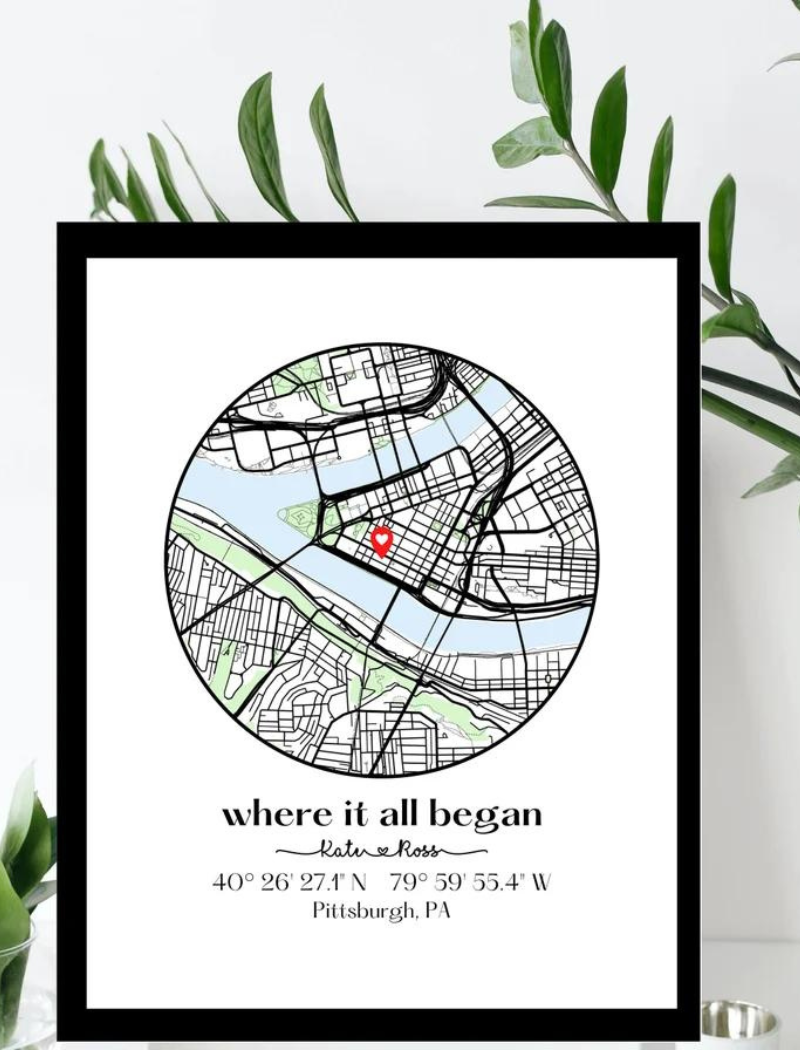 Where We Met Map /Where it all began /Couple Map/ Gift for her/ Gift for him/Personalized Map/ Custom Map/Anniversary Gift