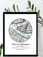 Where We Met Map /Where it all began /Couple Map/ Gift for her/ Gift for him/Personalized Map/ Custom Map/Anniversary Gift