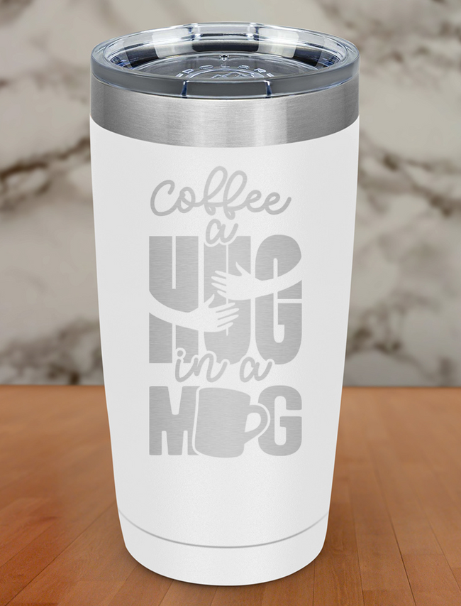 Coffee A Hug In A Mug Laser Etched Tumbler Hover Image