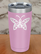 Butterfly cancer ribbon Laser Etched Tumbler