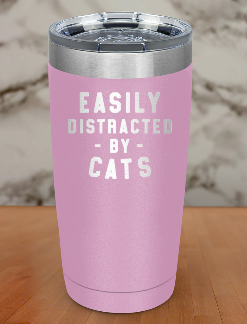 Easily Distracted by Cats Laser Etched Tumbler