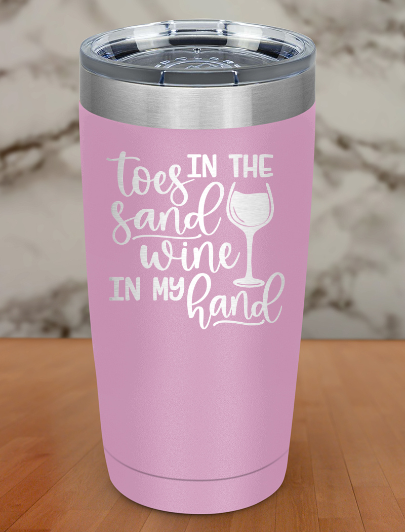 Toes Sand Wine Hand Laser Etched Tumbler
