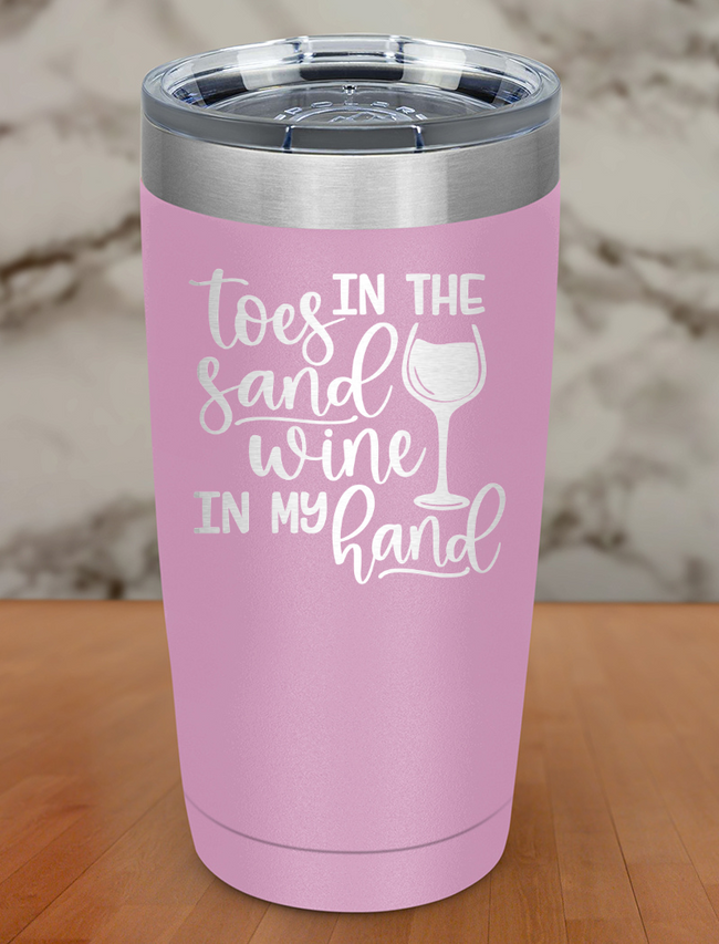 Toes Sand Wine Hand Laser Etched Tumbler Hover Image