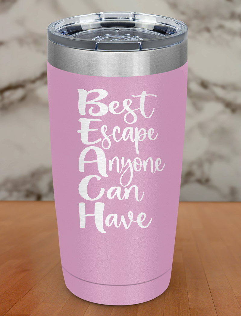 Beach Best Escape Black Laser Etched Tumbler