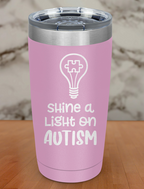 Shine a light on autism Laser Etched Tumbler