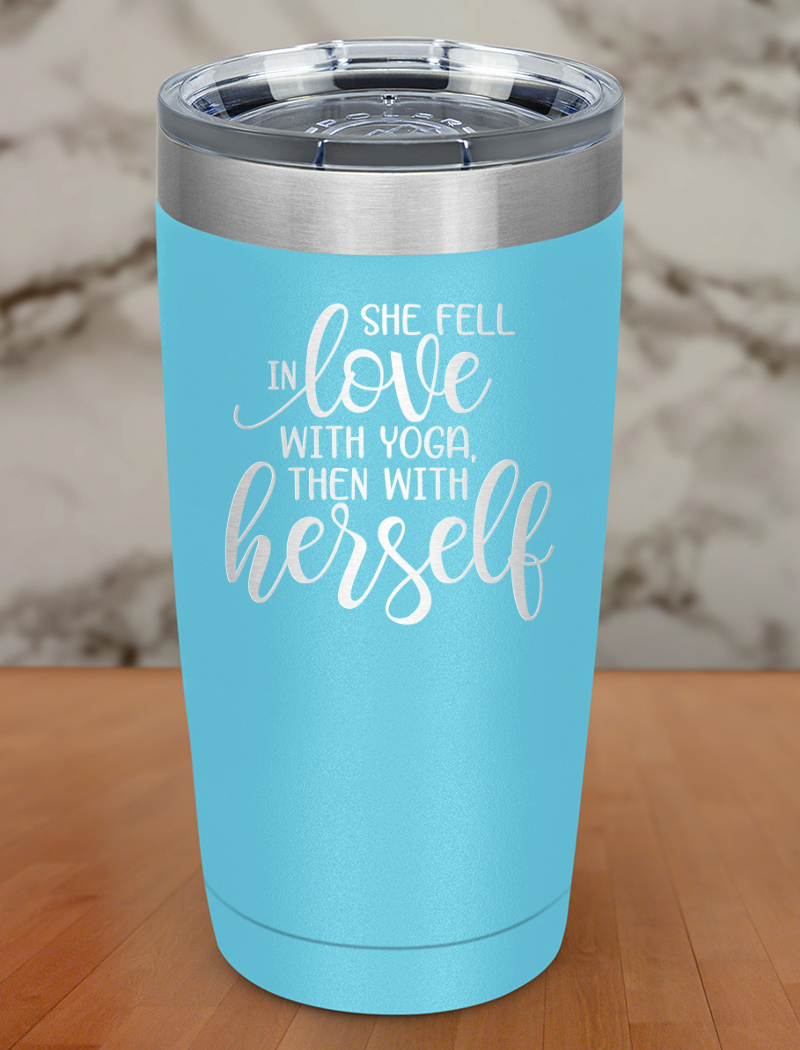 She Feel In Love With Yoga Laser Etched Tumbler