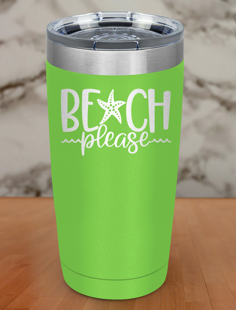 Beach Please Waves Laser Etched Tumbler