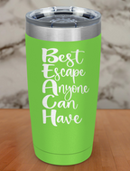 Beach Best Escape Black Laser Etched Tumbler