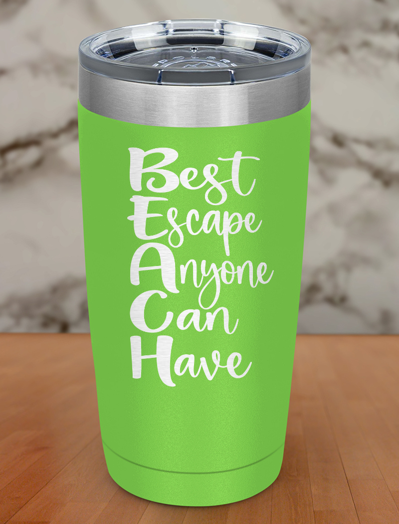 Beach Best Escape Black Laser Etched Tumbler