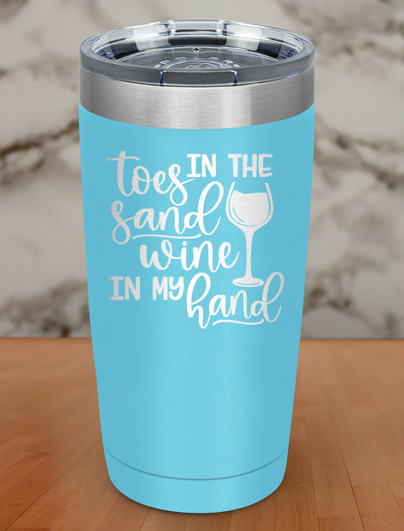 Toes Sand Wine Hand Laser Etched Tumbler
