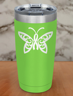 Butterfly cancer ribbon Laser Etched Tumbler