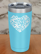 Hearts ribbon cancer Laser Etched Tumbler