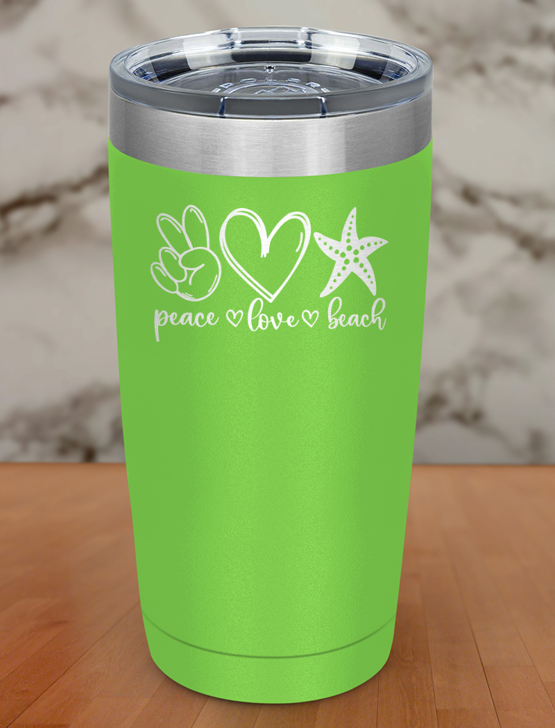 Peace Love Beach Laser Etched Tumbler