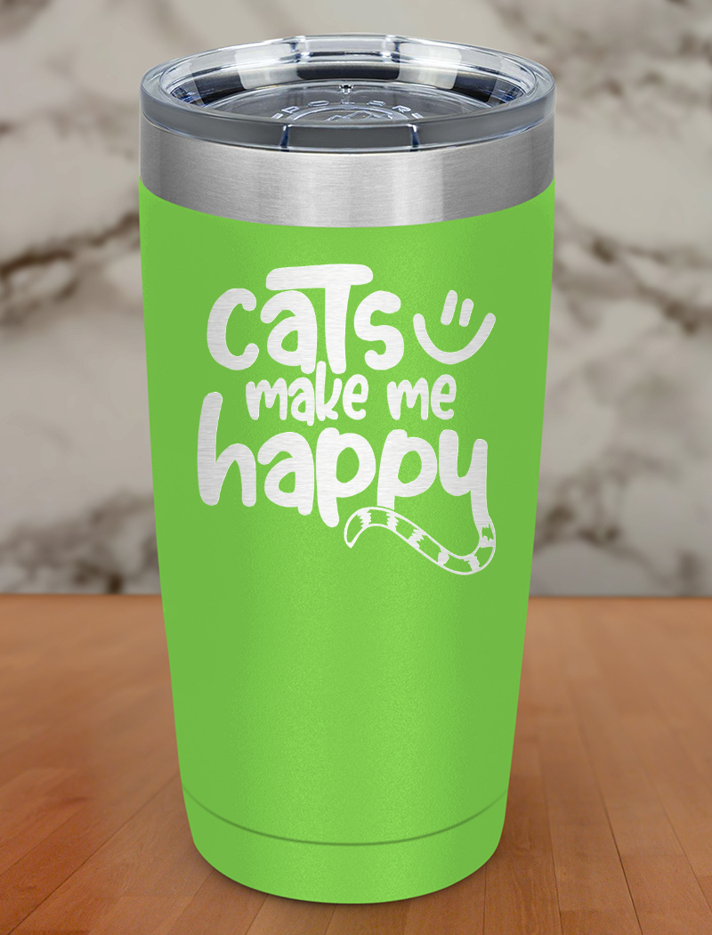Cats Make Me Happy Laser Etched Tumbler