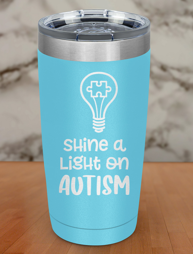 Shine a light on autism Laser Etched Tumbler Hover Image