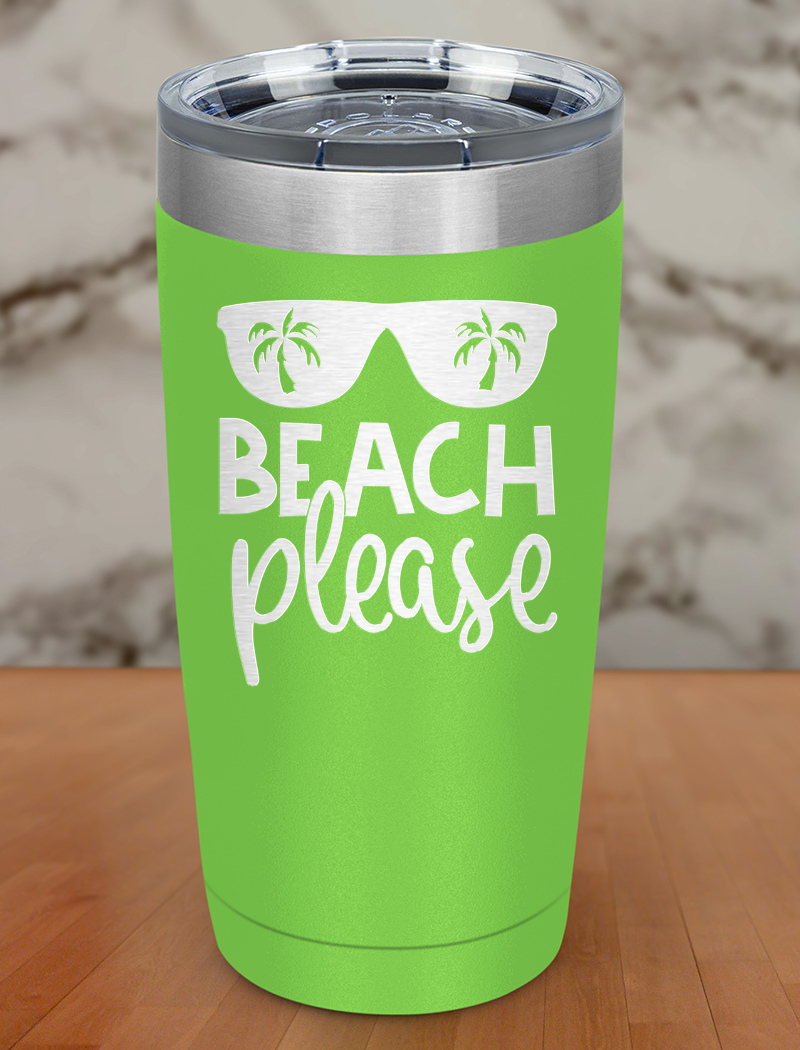 Beach Please Laser Etched Tumbler