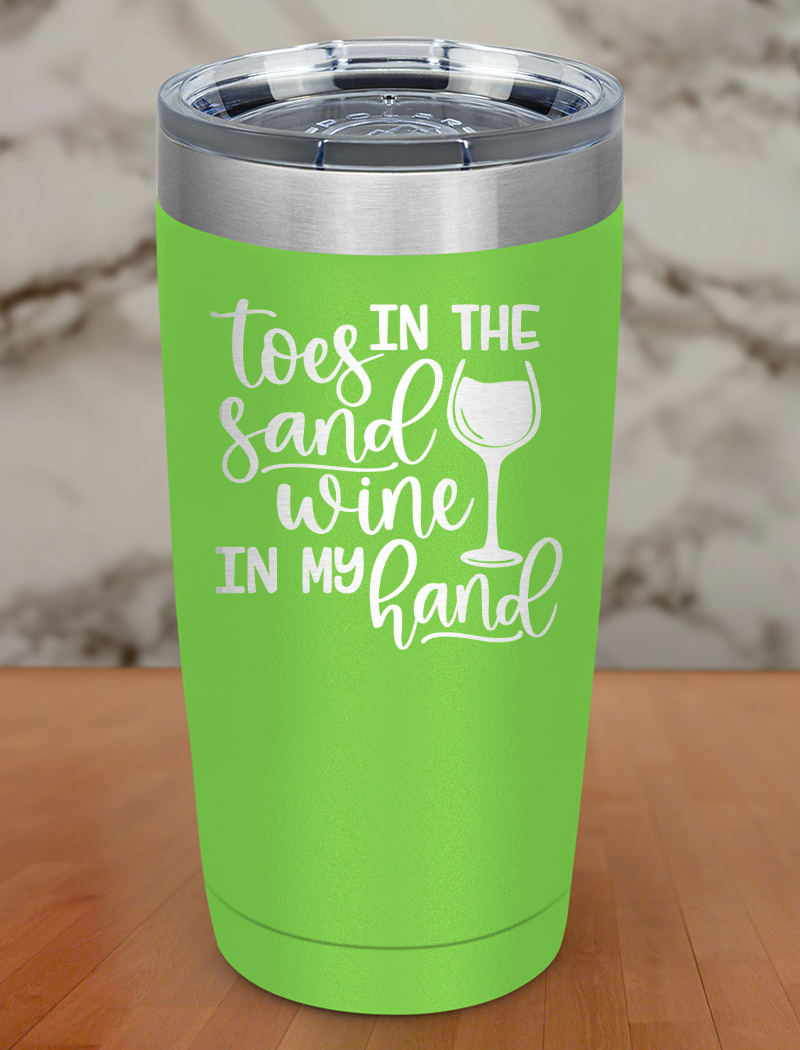 Toes Sand Wine Hand Laser Etched Tumbler