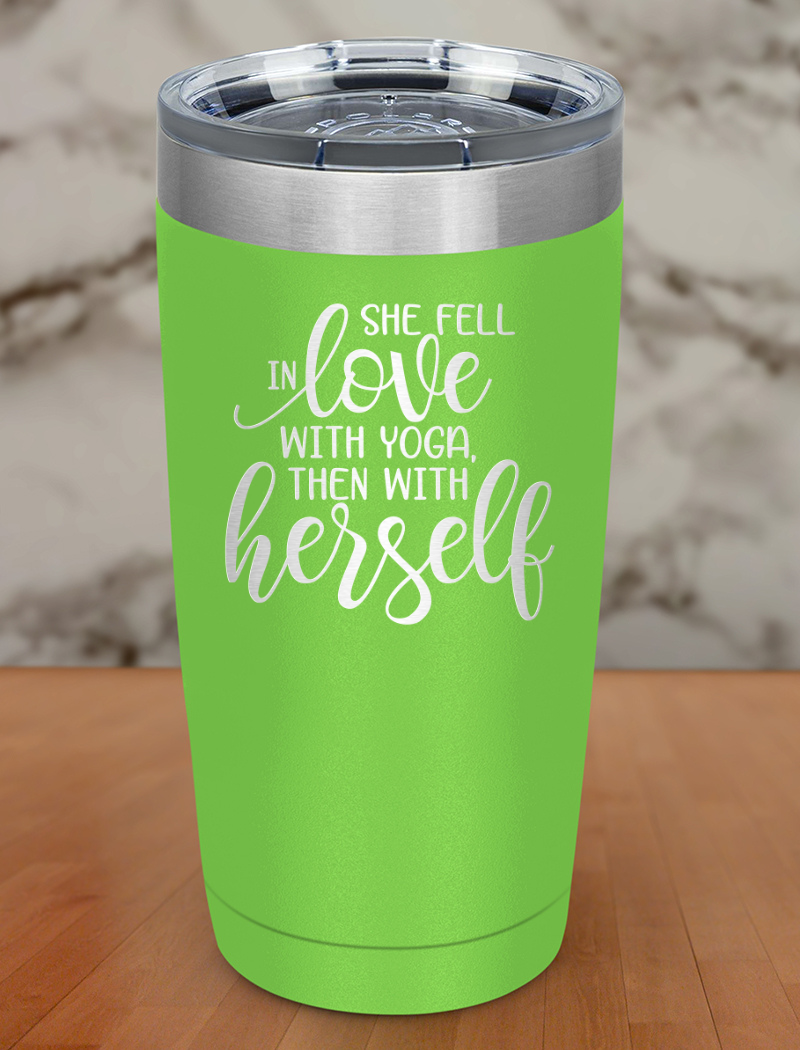 She Feel In Love With Yoga Laser Etched Tumbler