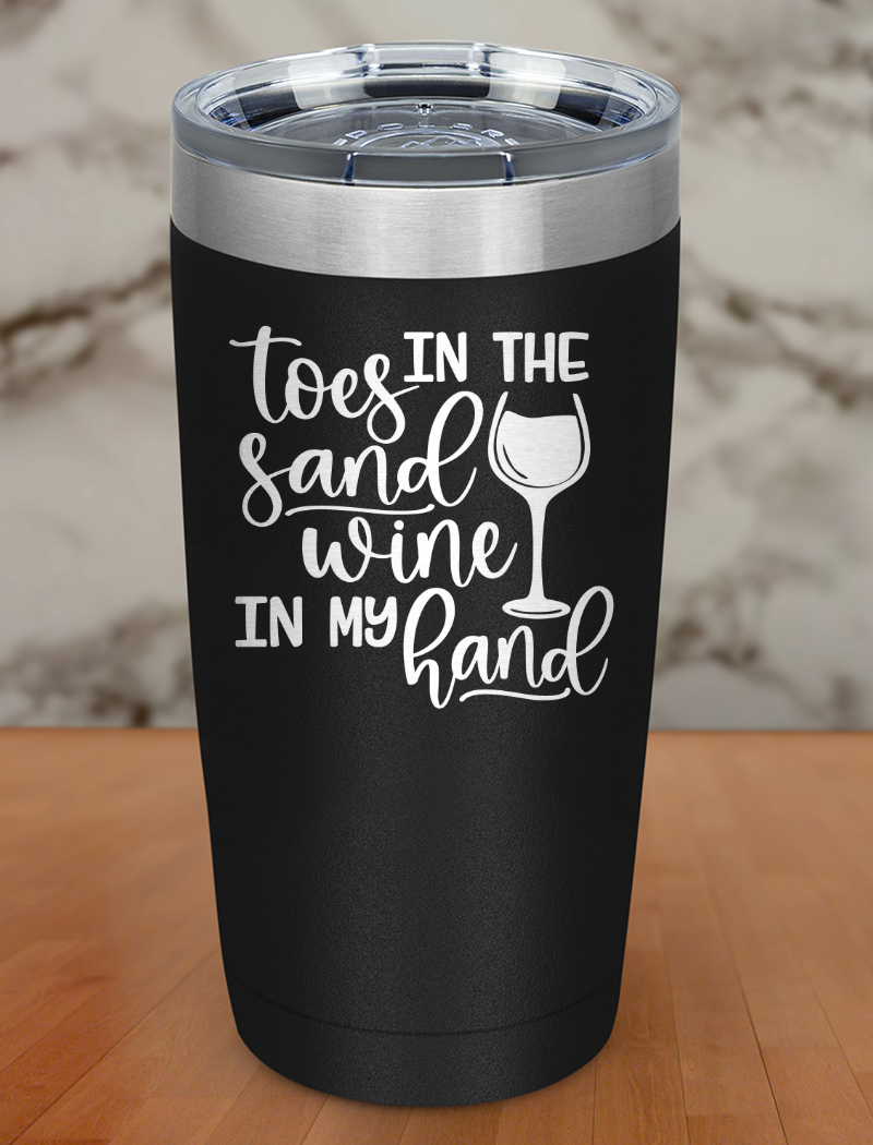 Toes Sand Wine Hand Laser Etched Tumbler