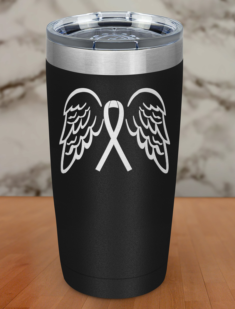 Awareness Ribbon with Wings Laser Etched Tumbler