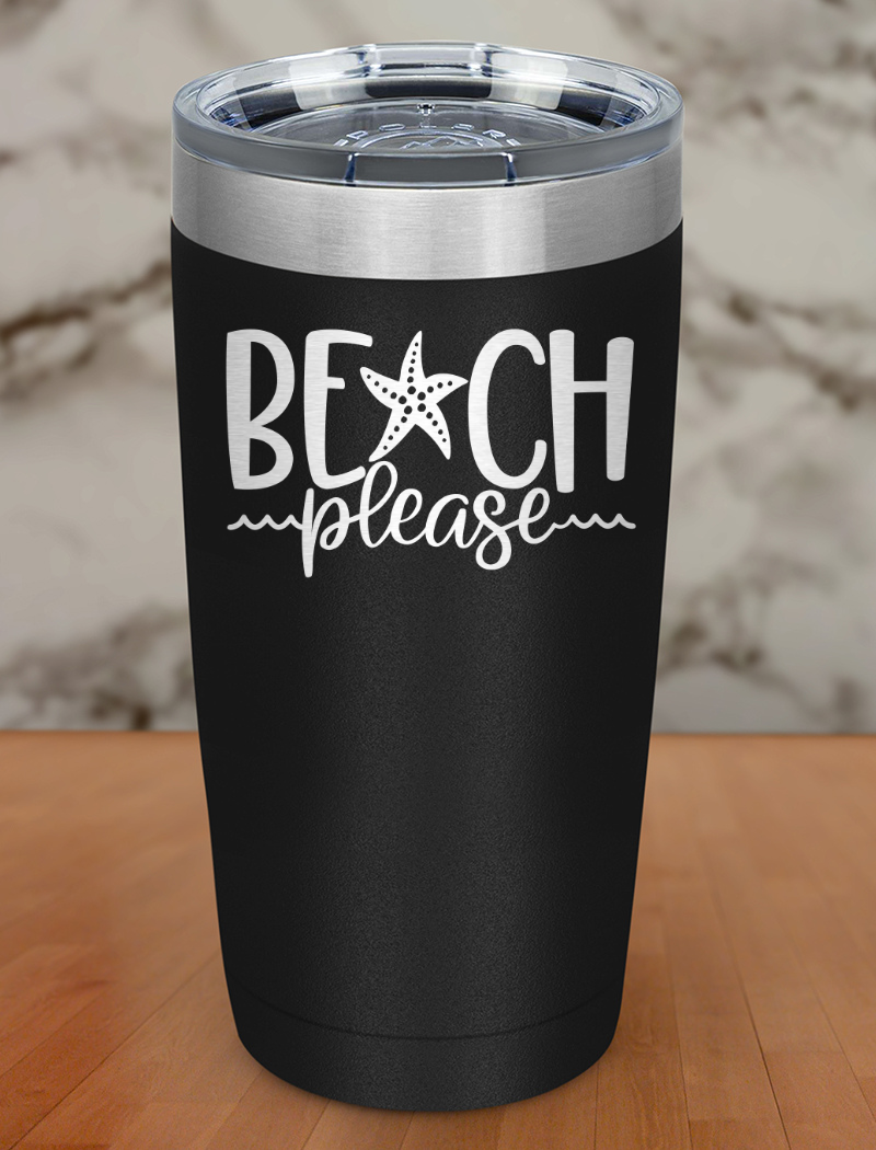 Beach Please Waves Laser Etched Tumbler