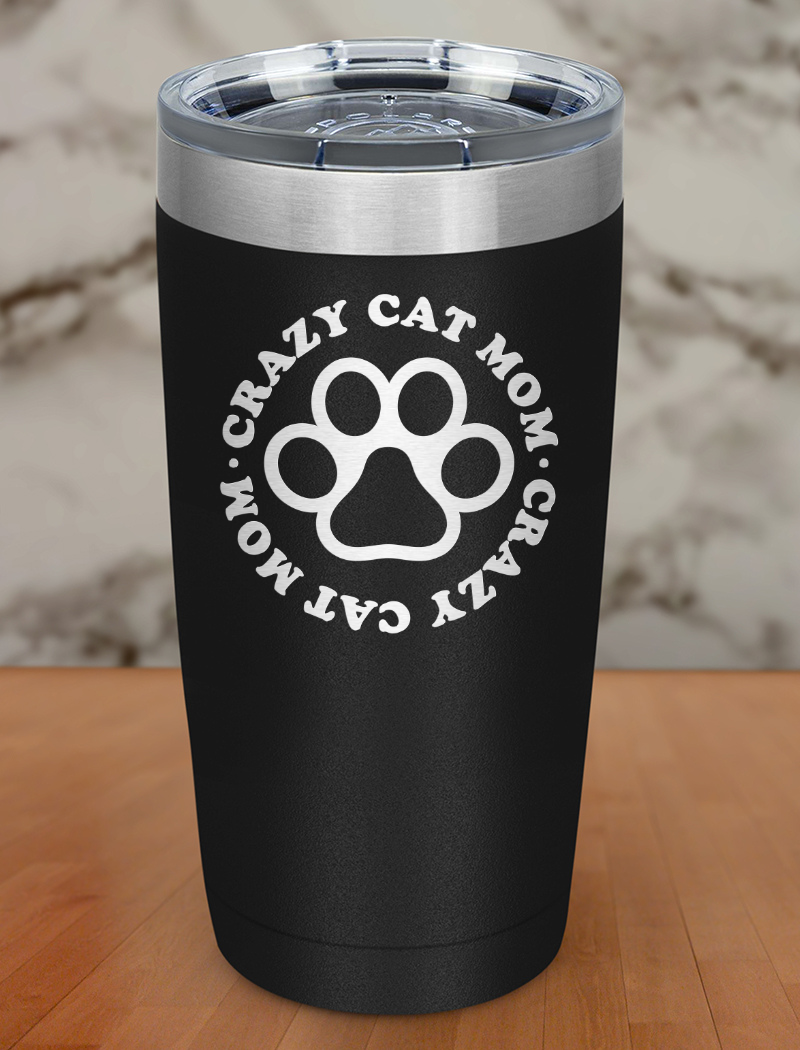 Crazy Cat Mom Laser Etched Tumbler