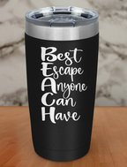 Beach Best Escape Black Laser Etched Tumbler