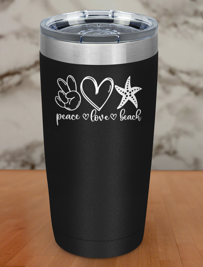 Peace Love Beach Laser Etched Tumbler